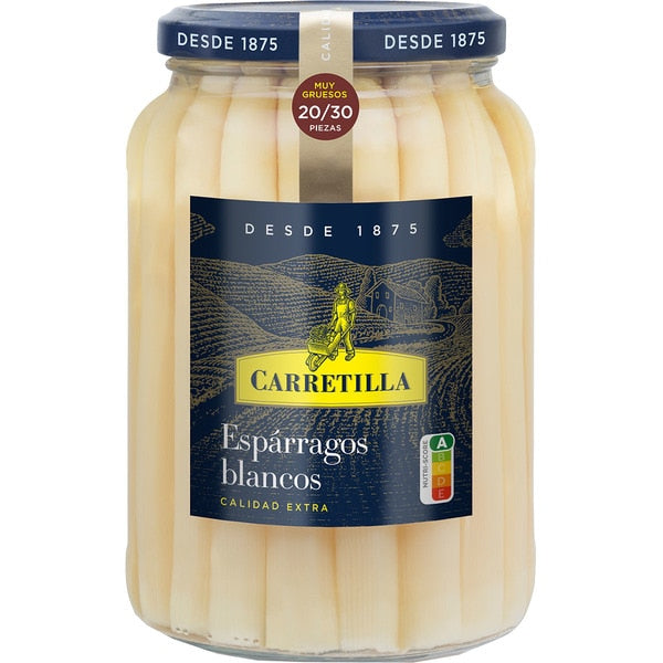 Very thick extra white asparagus from Navarra     CARRETILLA