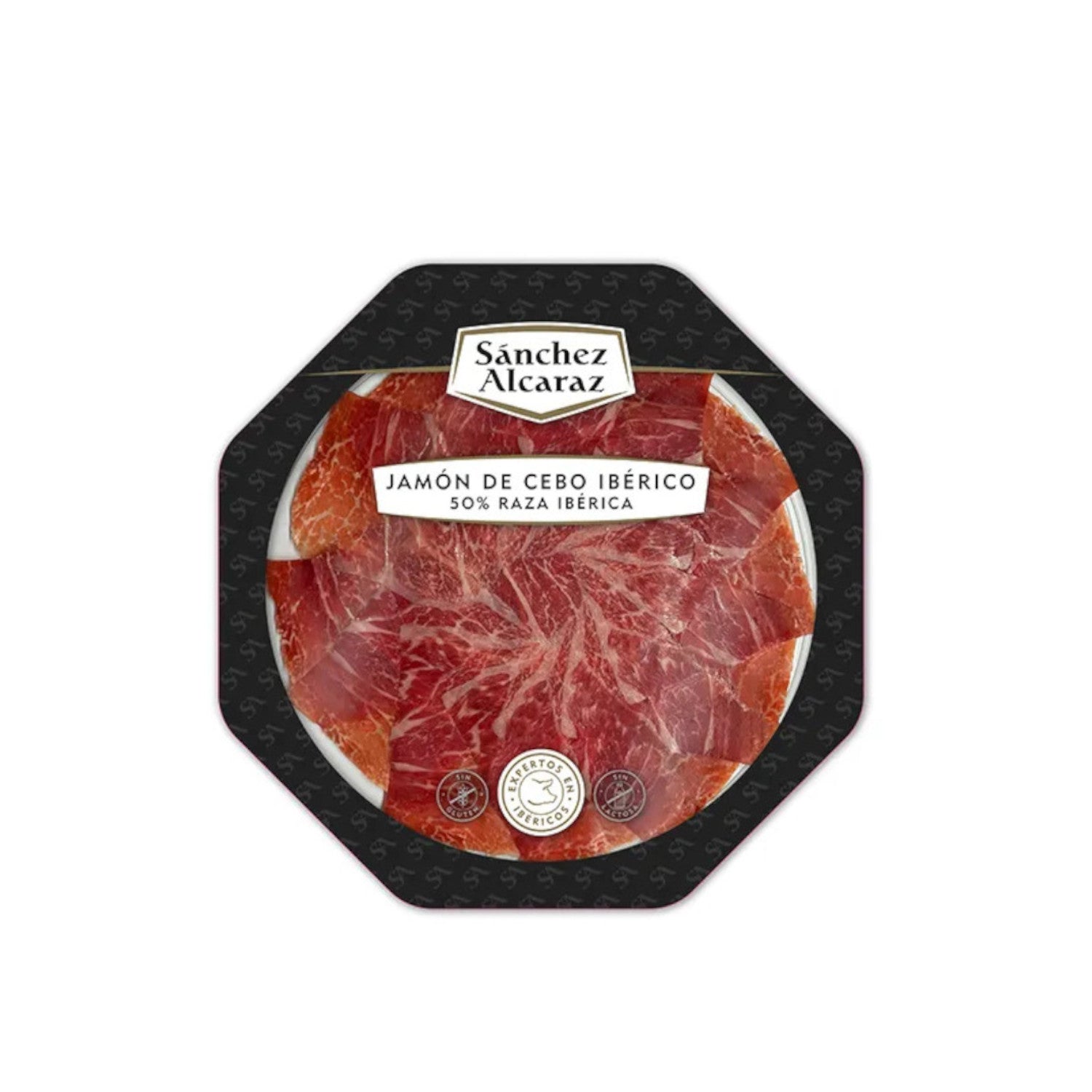 Iberian Cured Ham Plate (Cebo) 50% Iberian Breed – Sliced 90g | Sánchez Alcaraz
