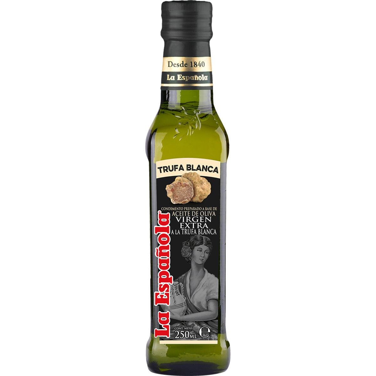 Seasoning prepared with extra virgin olive oil and white truffle La Española