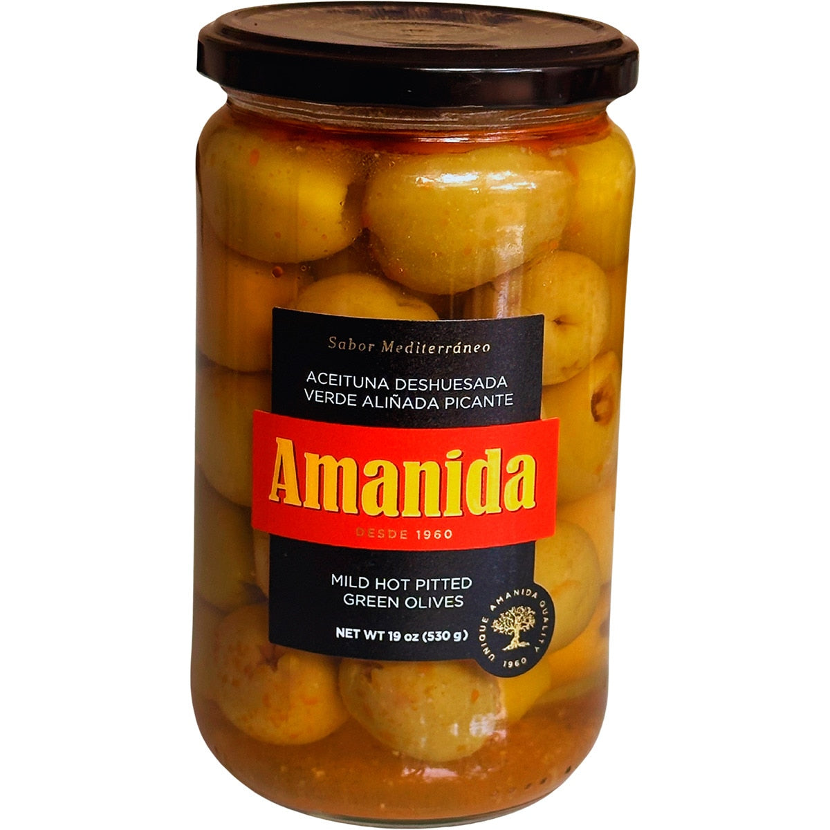 Spicy green pitted olives AMANIDA